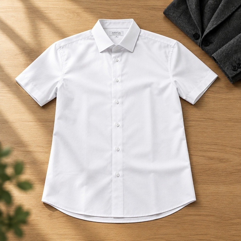 Spaidersilk Luxury Collection Men's White Short Sleeve Button-Down Shirt